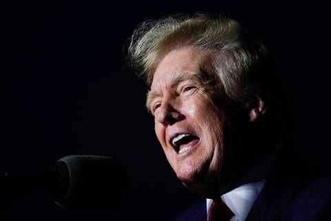 Former President Donald Trump speaks at a rally Friday, Aug. 5, 2022, in Waukesha, Wis. (AP Pho ...