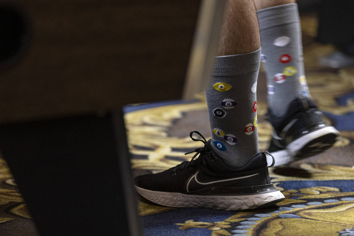 A competitor wears pool ball socks during the American Poolplayers Association World Pool Champ ...