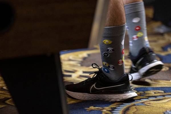 A competitor wears pool ball socks during the American Poolplayers Association World Pool Champ ...