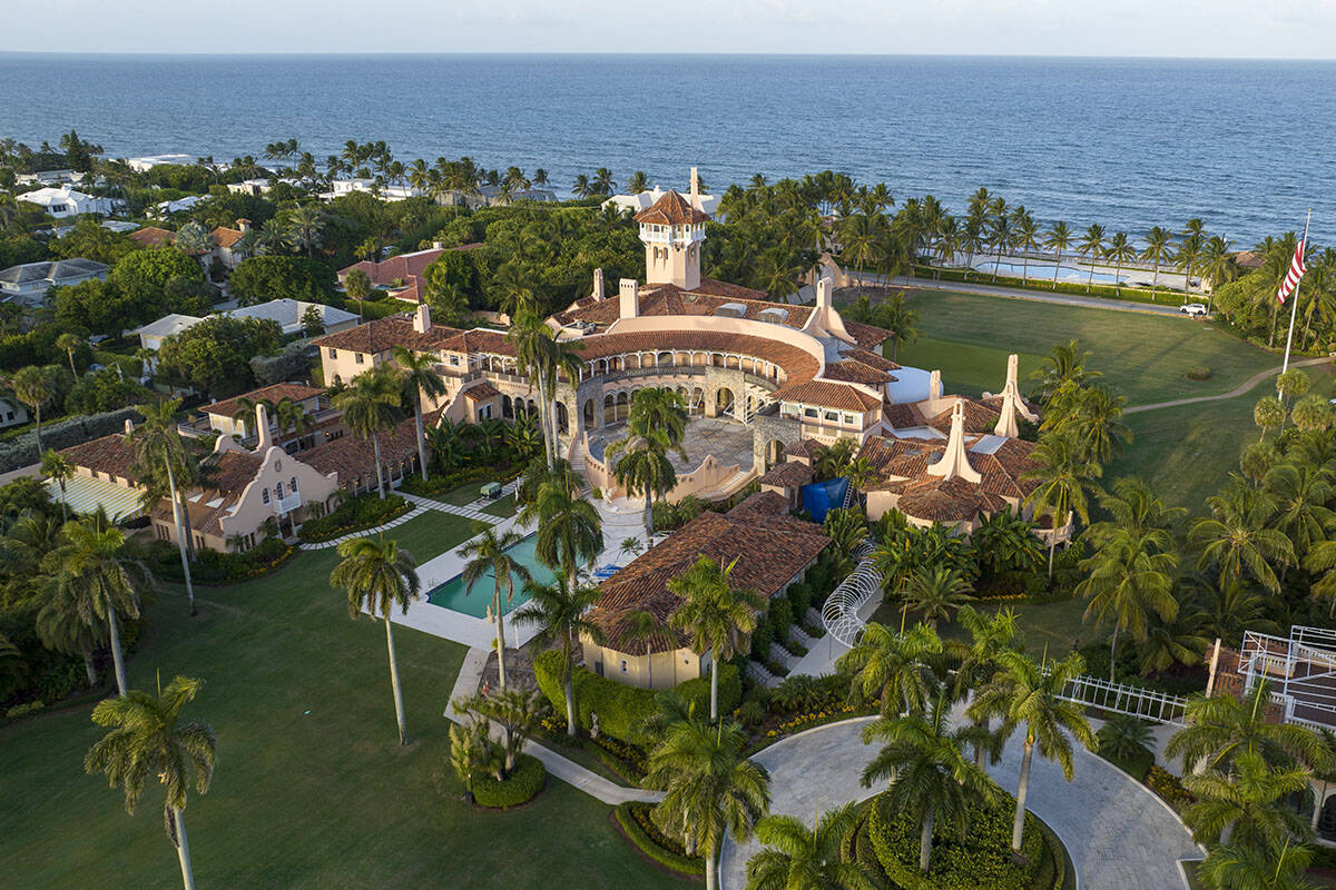 An aerial view of President Donald Trump's Mar-a-Lago estate is pictured, Wednesday, Aug. 10, 2 ...