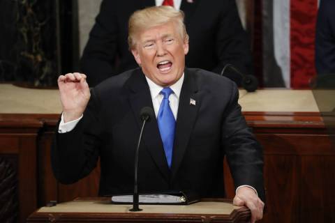 Donald Trump delivers his State of the Union address to a joint session of Congress on Capitol ...
