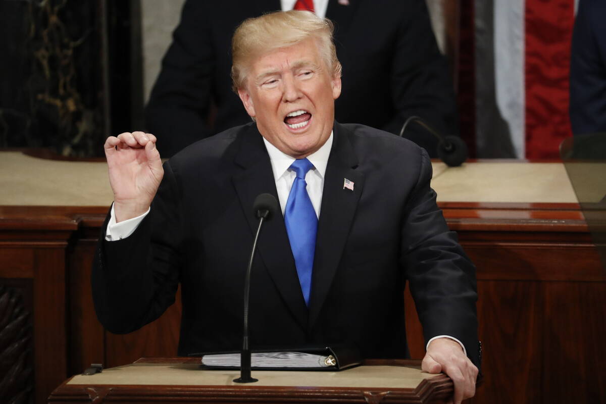 Donald Trump delivers his State of the Union address to a joint session of Congress on Capitol ...
