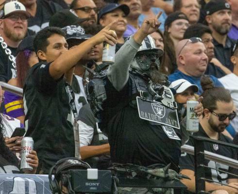 Raider fans cheer during the first half of a preseason NFL game against the Minnesota Vikings a ...