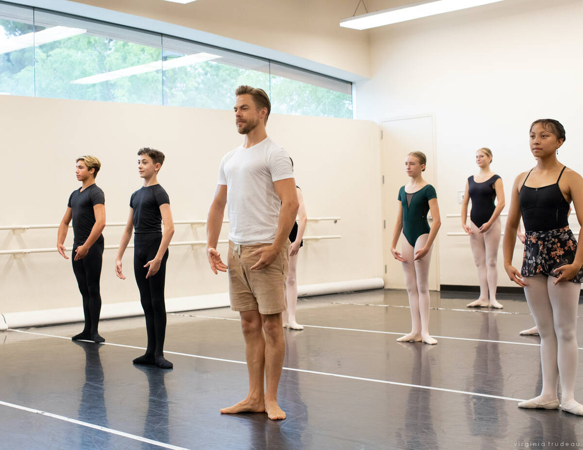 Dance great ant Venetian headliner Derek Hough works with students at Nevada Ballet Theatre on ...