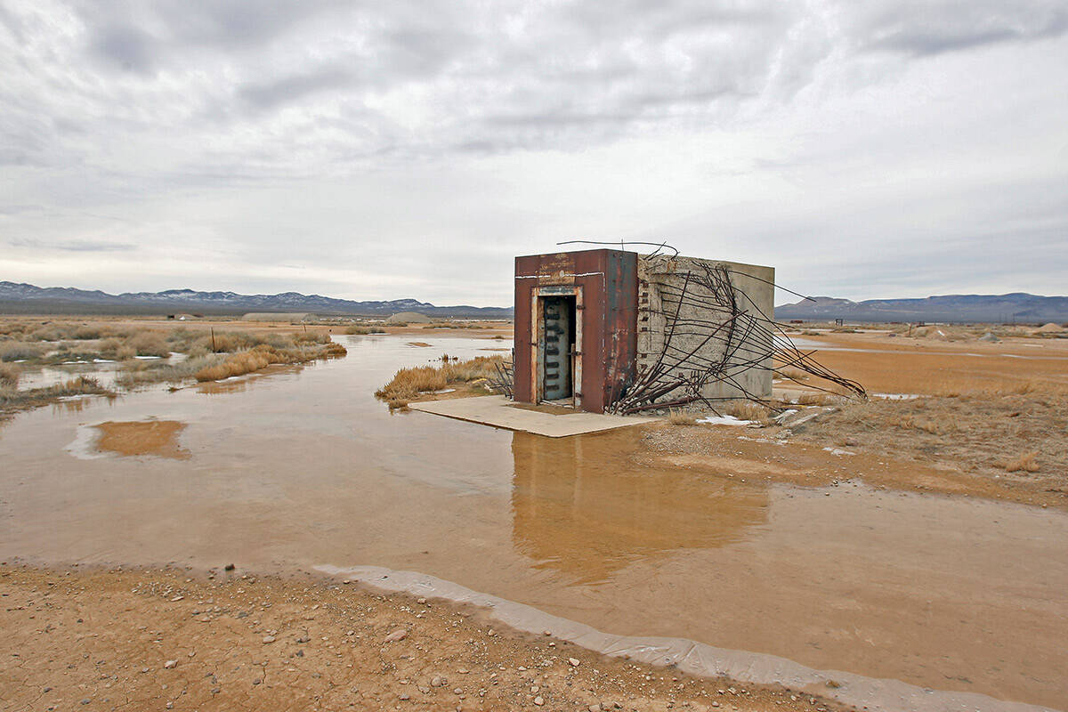The bank vault that endured the June 24, 1957 Priscilla shot at the Nevada Test Site stands Jan ...