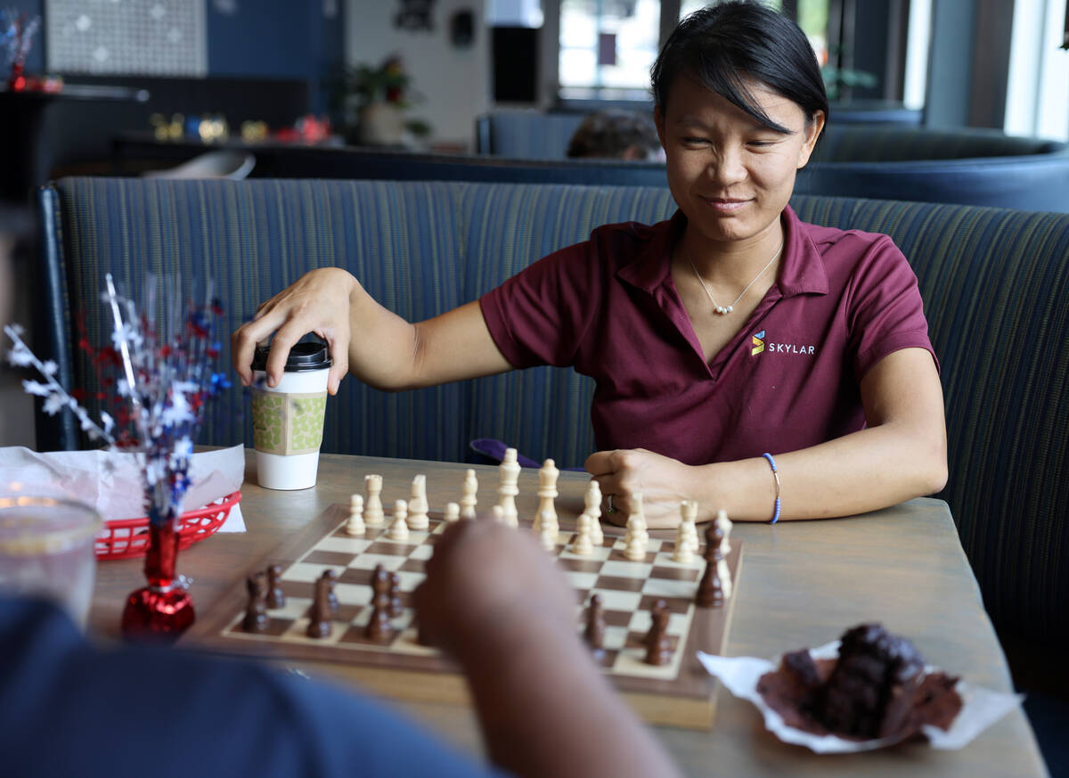 Jenny Wong of Las Vegas has coffee at Brew It Coffee House in downtown Las Vegas Monday, Aug. 1 ...