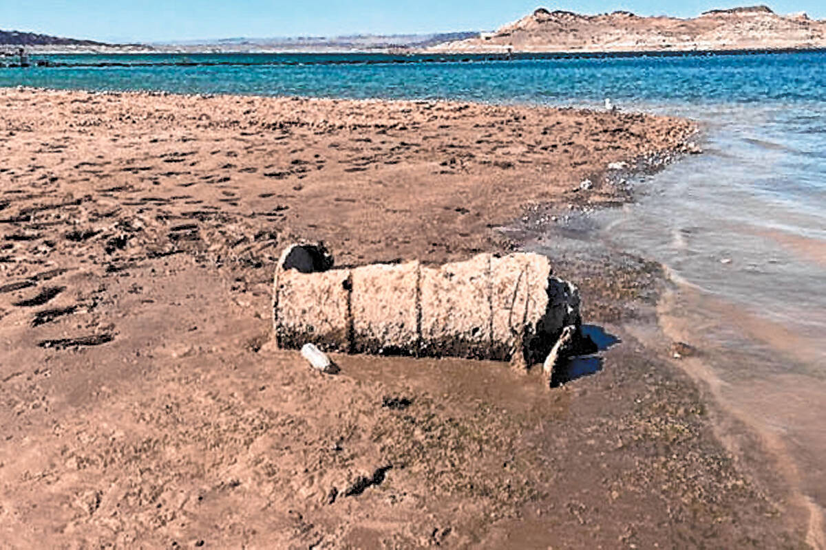 A barrel that contain human remains was found at Lake Mead on Sunday, May 1. (File photo/Shawna ...