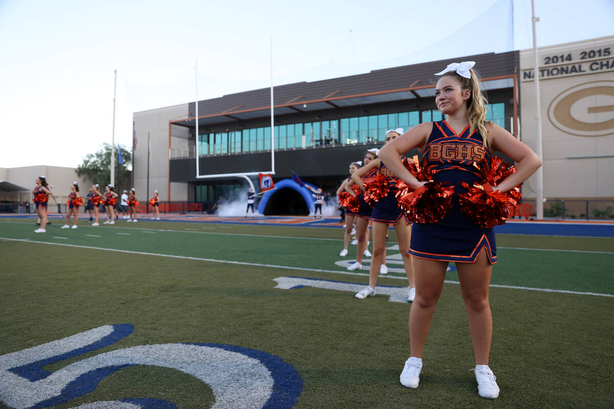 Bishop Gorman players get ready to take the field for a football game against Corner Canyon at ...
