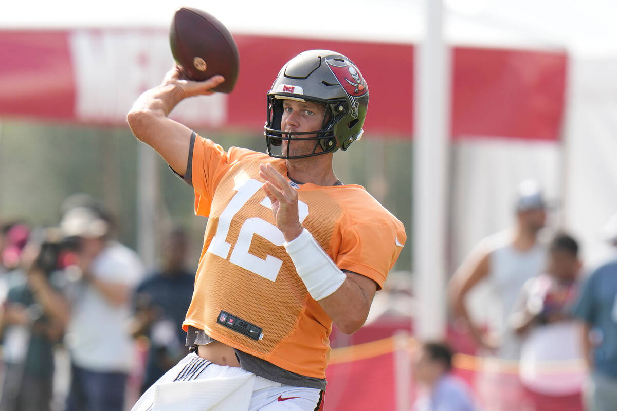 Tampa Bay Buccaneers quarterback Tom Brady during an NFL football training camp practice Wednes ...