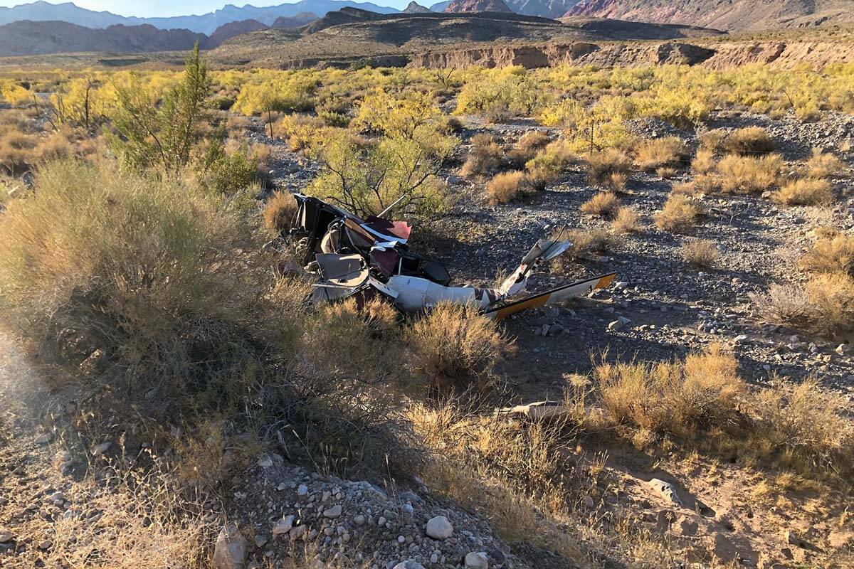 Debris from a helicopter crash in the Red Rock Canyon National Conservation Area on Oct. 23, 20 ...