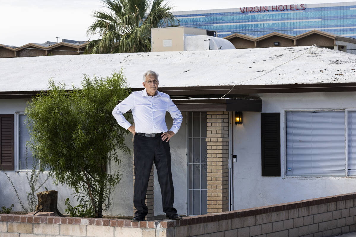 Ed Uehling poses for a portrait outside of one of his real estate properties in Las Vegas which ...