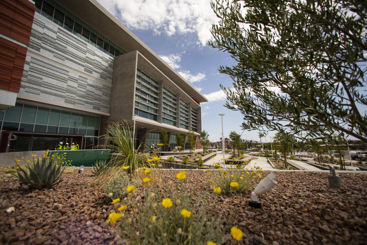 Construction continues on the medical education building of the Kirk Kerkorian School of Medici ...