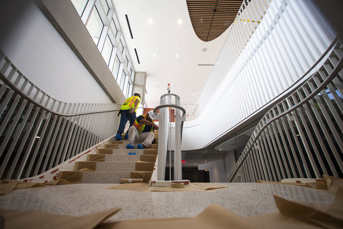 Construction continues on the medical education building of the Kirk Kerkorian School of Medici ...