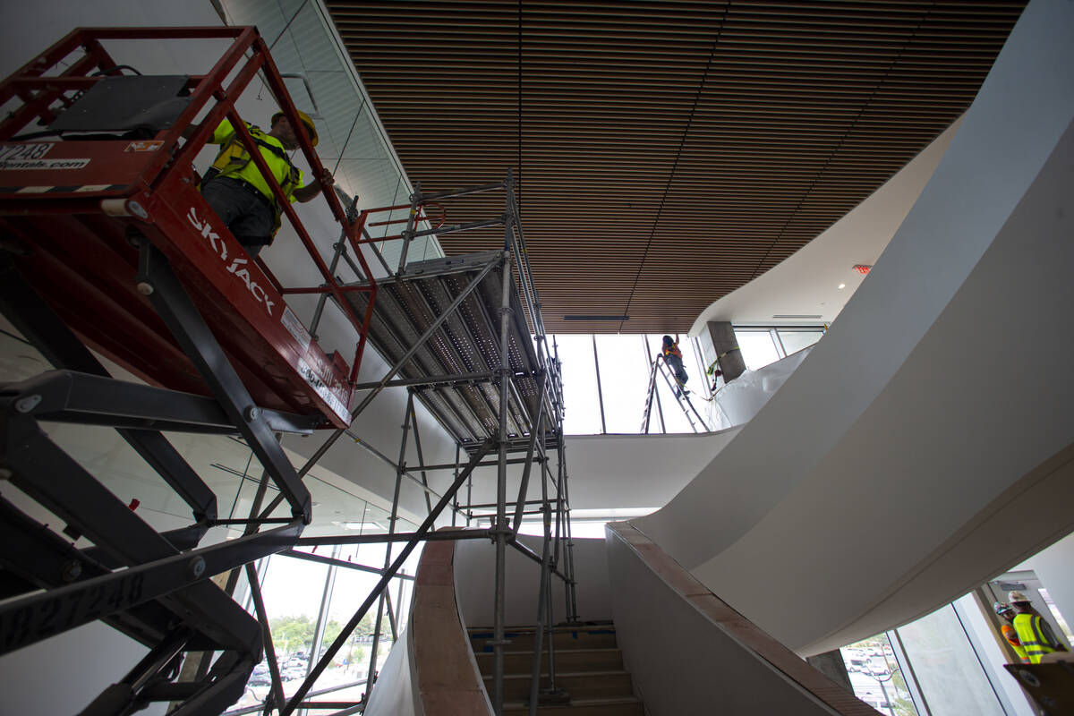 Construction continues on the medical education building of the Kirk Kerkorian School of Medici ...