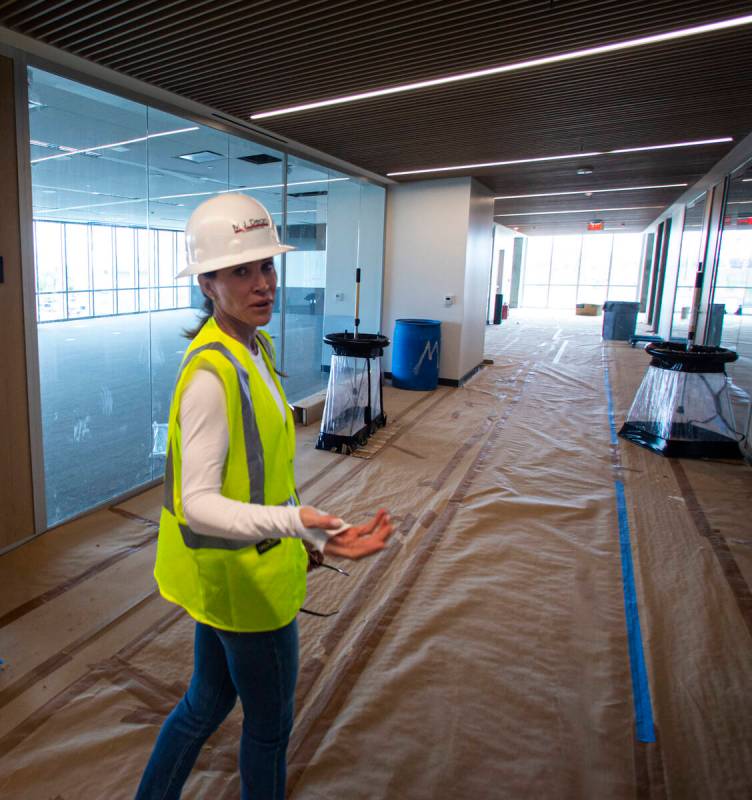 Maureen Schafer, president and CEO of the Nevada Health and Bioscience Corp., leads a tour of t ...