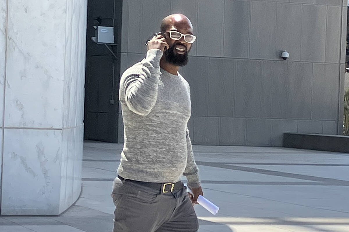 Clarence Meekins exits court Friday, Aug. 26, 2022, in Las Vegas. (Glen Meek/Las Vegas Review-J ...