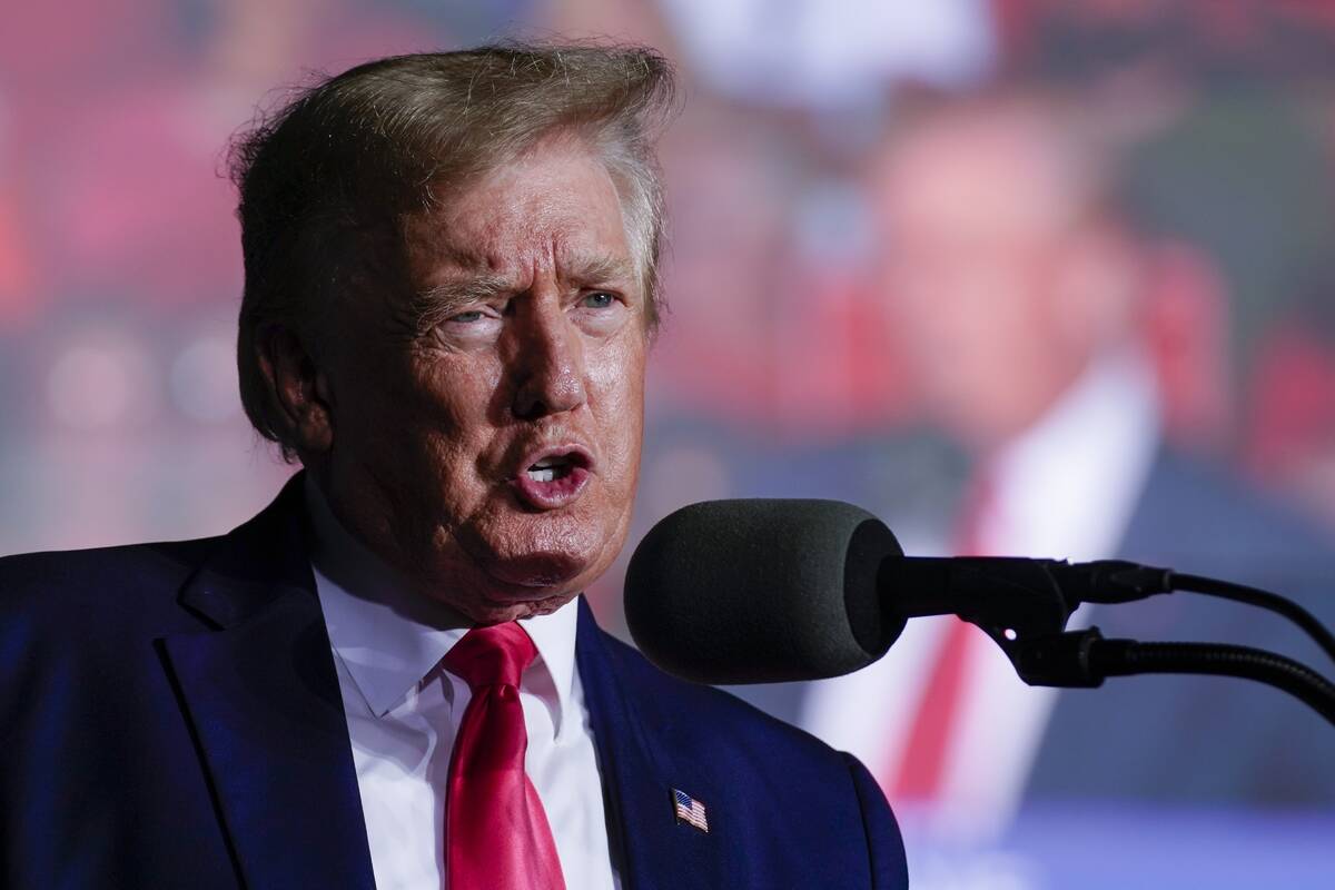 Former President Donald Trump speaks at a rally Friday, Aug. 5, 2022, in Waukesha, Wis. The Nat ...