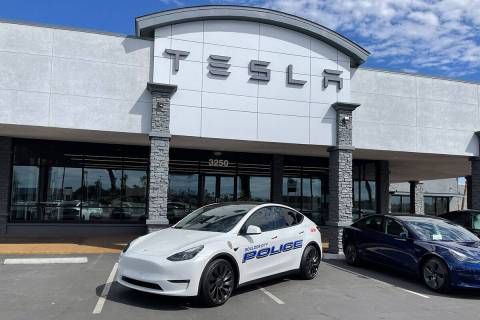 One of the new Tesla electric vehicles for the Boulder City Police Department. (City of Boulder ...