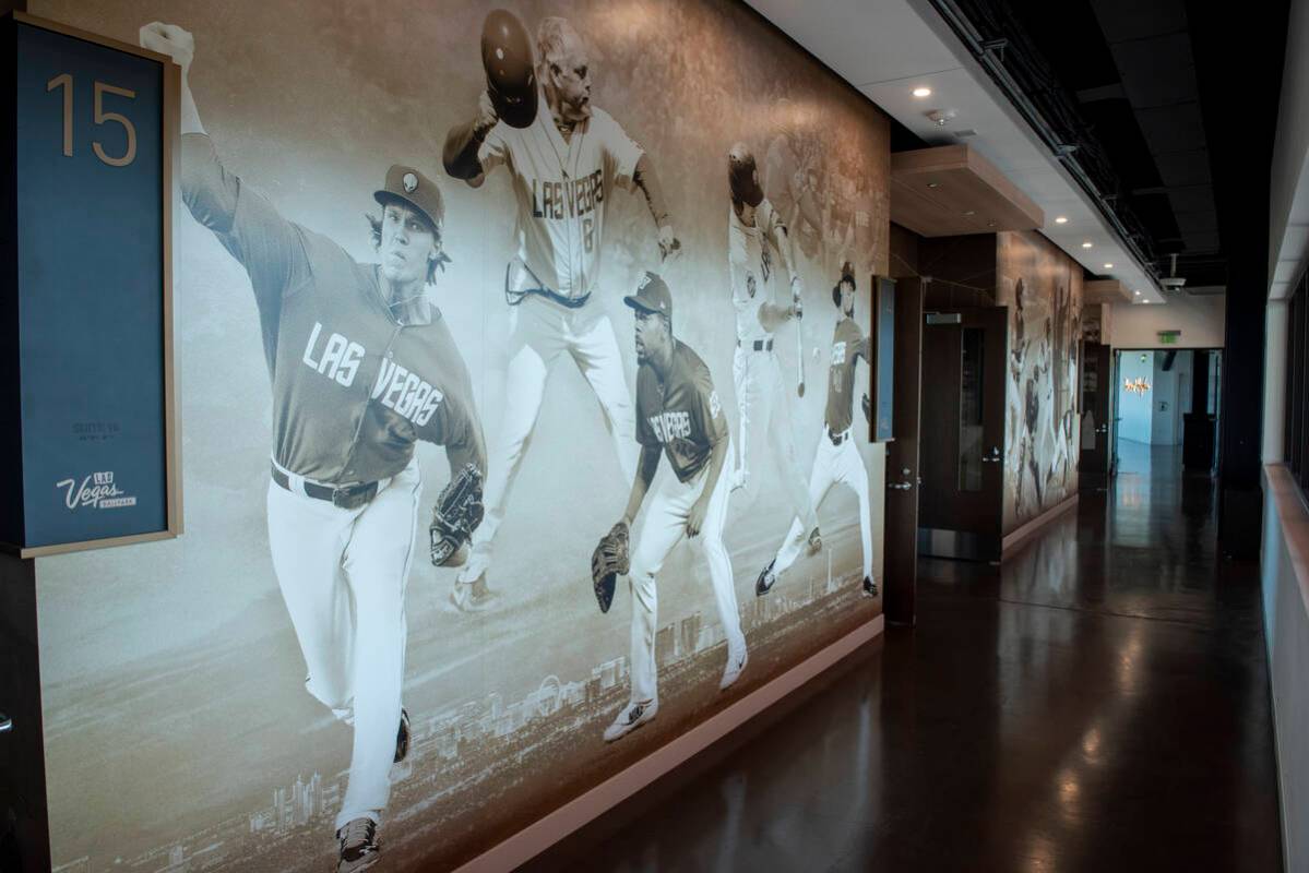 A mural showcasing the history of minor league baseball in Las Vegas, including this scene of f ...