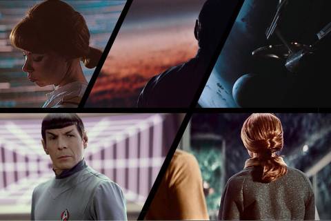 Images showing several "Star Trek" characters from a Roddenberry Archive presentation at Creati ...