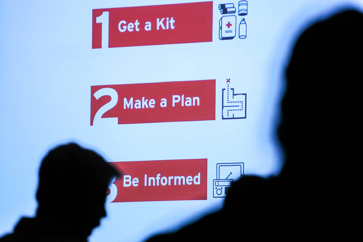 People attend an emergency preparedness safety forum at the Mob Museum in Las Vegas, Sunday, Se ...