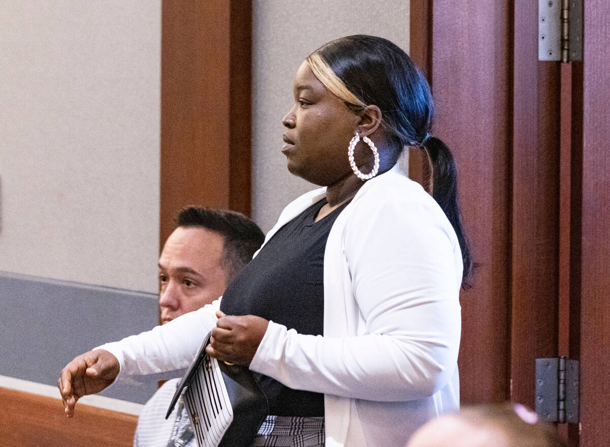 Jaquitta Madison enters a courtroom at the Regional Justice Center on Wednesday, Aug. 31, 2022, ...