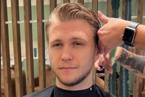 Golden Knight center William Karlsson cut off his iconic gold locks on Wednesday, Aug. 31, 2022 ...