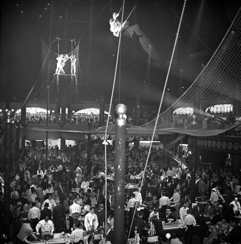 In the early days of Circus Circus, aerialists and other acts performed directly over the gamin ...