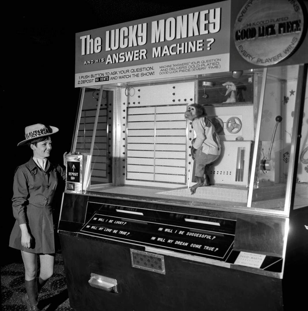 The Lucky Monkey Answer Machine was one of several uses of live animals inside Circus Circus. ( ...