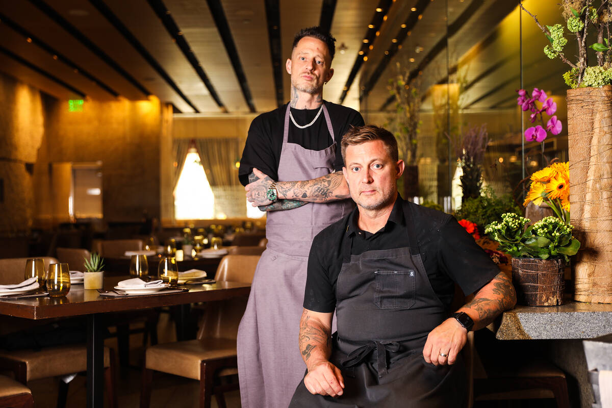 Top Chef stars Michael Voltaggio, left, and his brother Bryan Voltaggio, right, at Harvest rest ...