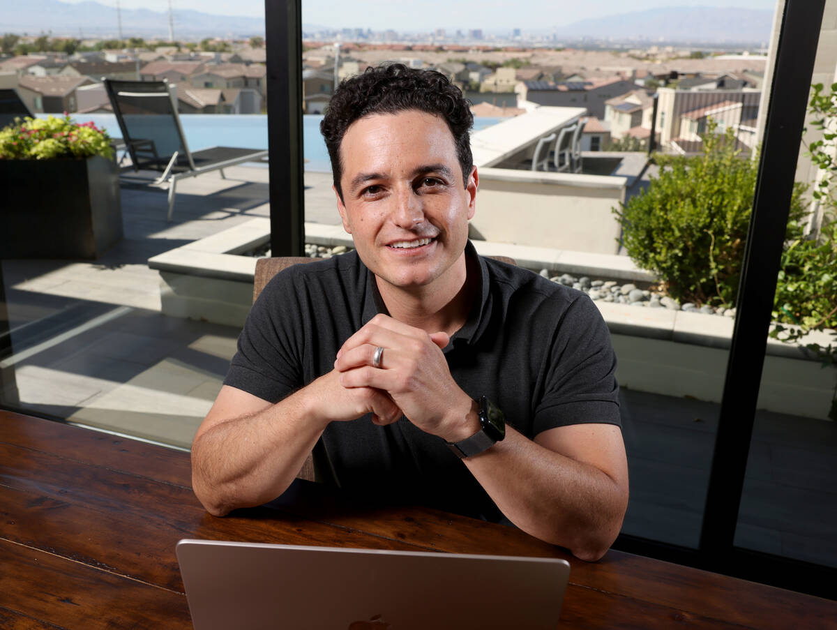Eric Velasquez Frenkiel, founder and CEO of Pomelo, in his Henderson home Wednesday, Aug. 31, 2 ...