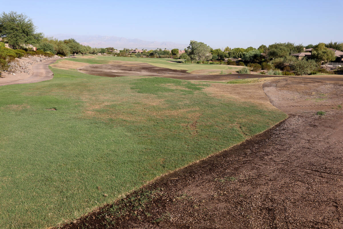 The 12th fairway is ready for replacement Bandera Bermuda grass at Anthem Country Club in Hende ...