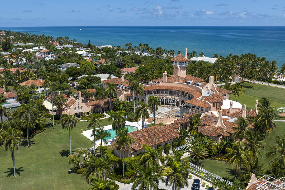 This photo shows an aerial view of former President Donald Trump's Mar-a-Lago club in Palm Beac ...