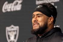 FILE - Raiders defensive tackle Kyle Peko smiles during a news conference at the Intermountain ...