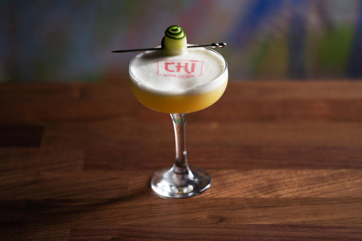 A Ni Hao Cucumber cocktail, built with Roku Japanese gin, from the new Chi Asian Kitchen at The ...