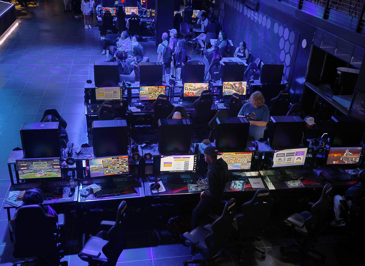 People play games, Friday, Sept. 2, 2022, at the HyperX Arena in Las Vegas. (Chitose Suzuki/Las ...