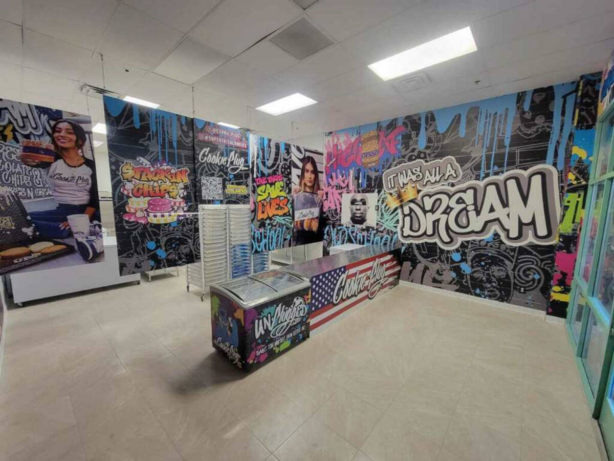 The street-art inspired interior of the new Cookie Plug store opening Sept. 10, 2022, in Las Ve ...