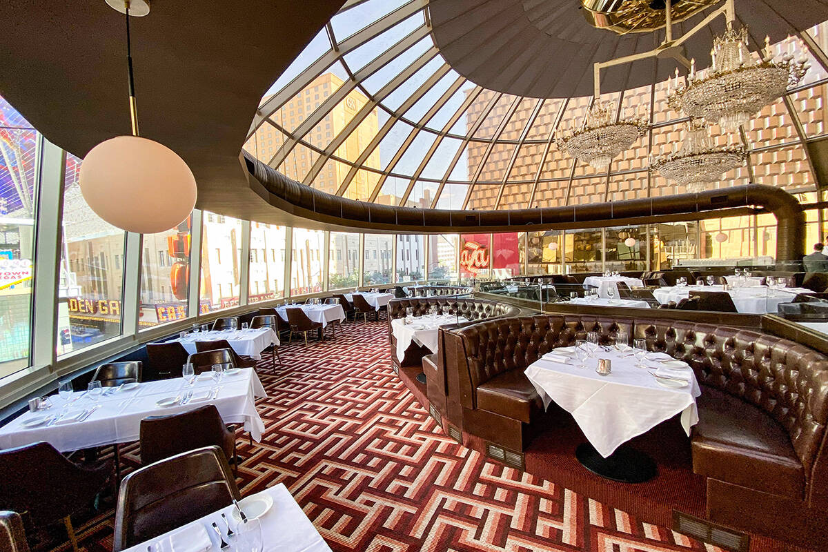 Oscar's Steakhouse, in the Plaza casino in downtown Las Vegas, show off its renovated dining ro ...