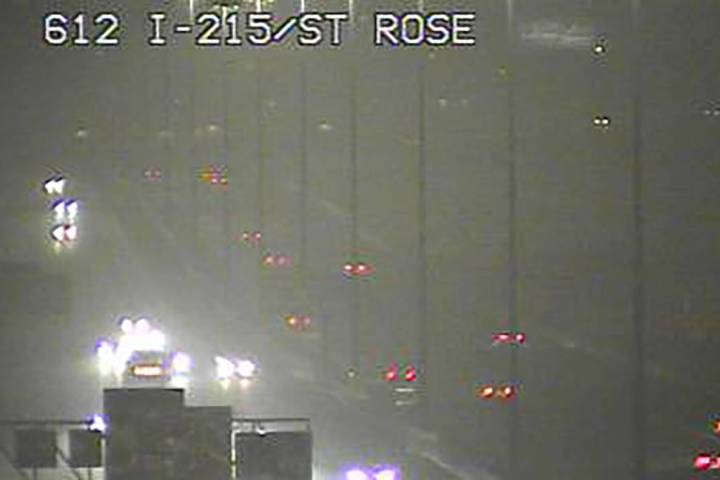 Dust and darkness over the Interstate 215 Beltway near St. Rose Parkway in Henderson about 11 p ...
