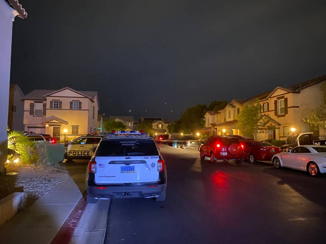Las Vegas police were investigating a homicide in the 7200 block of Forefather Street, near Wes ...