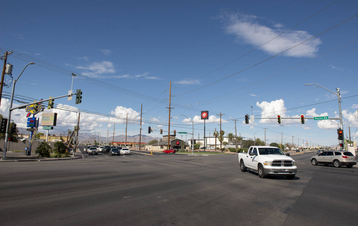 The intersection of Las Vegas Boulevard N and N Pecos Road where a motorcyclist died in a crash ...