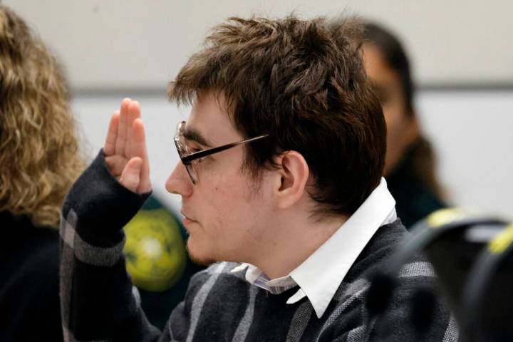 Marjory Stoneman Douglas High School shooter Nikolas Cruz is sworn in during the penalty phase ...