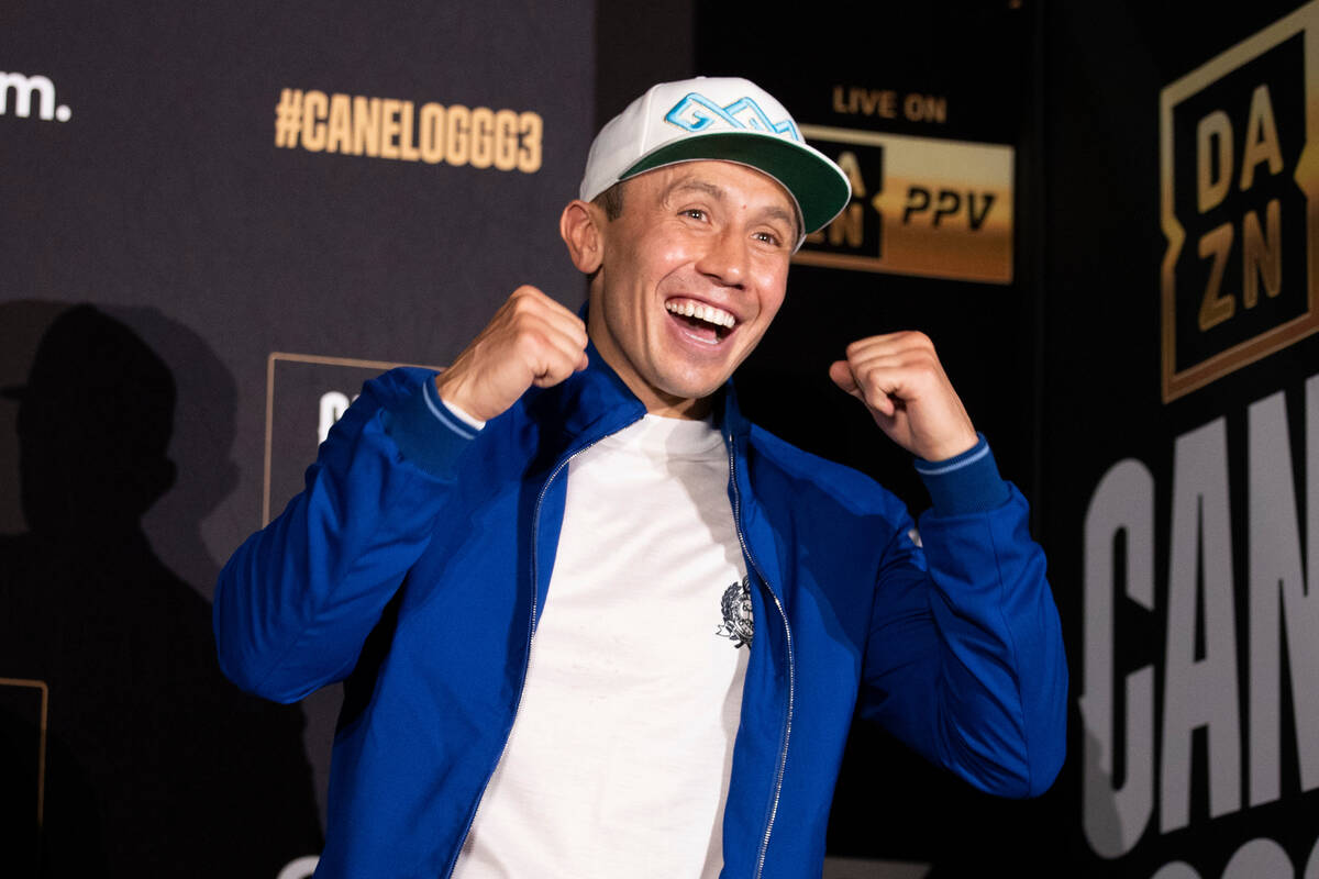 Gennadiy Golovkin poses during his grand arrival at the MGM Grand hotel-casino in Las Vegas, Tu ...