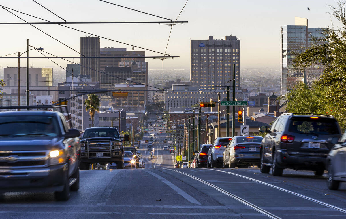 Early morning traffic moves along North Stanton Street near Downtown on Friday, Sept. 16, 2022, ...