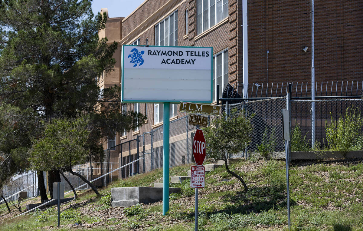 Exterior of the Raymond Telles Academy on Thursday, Sept. 15, 2022, in El Paso, Texas. (L.E. Ba ...