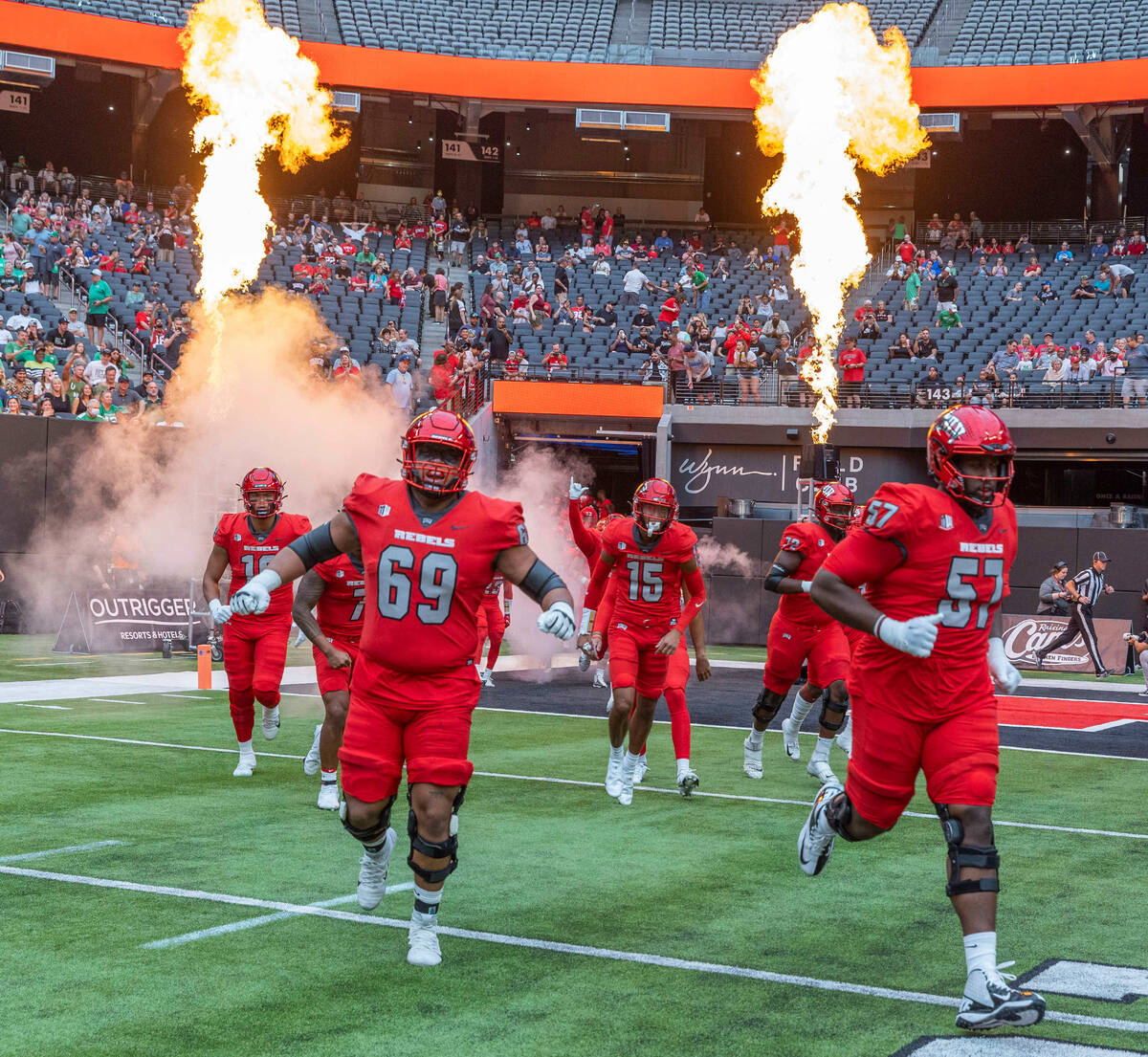 The UNLV Rebels take the field versus the North Texas Mean Green for the first half of their NC ...