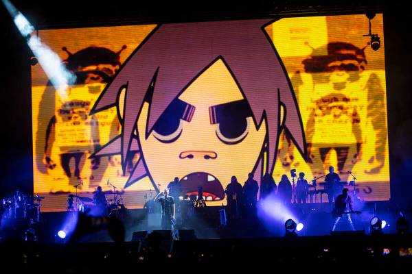 Gorillaz perform during the Life is Beautiful festival on Saturday, Sept. 17, 2022, in downtown ...