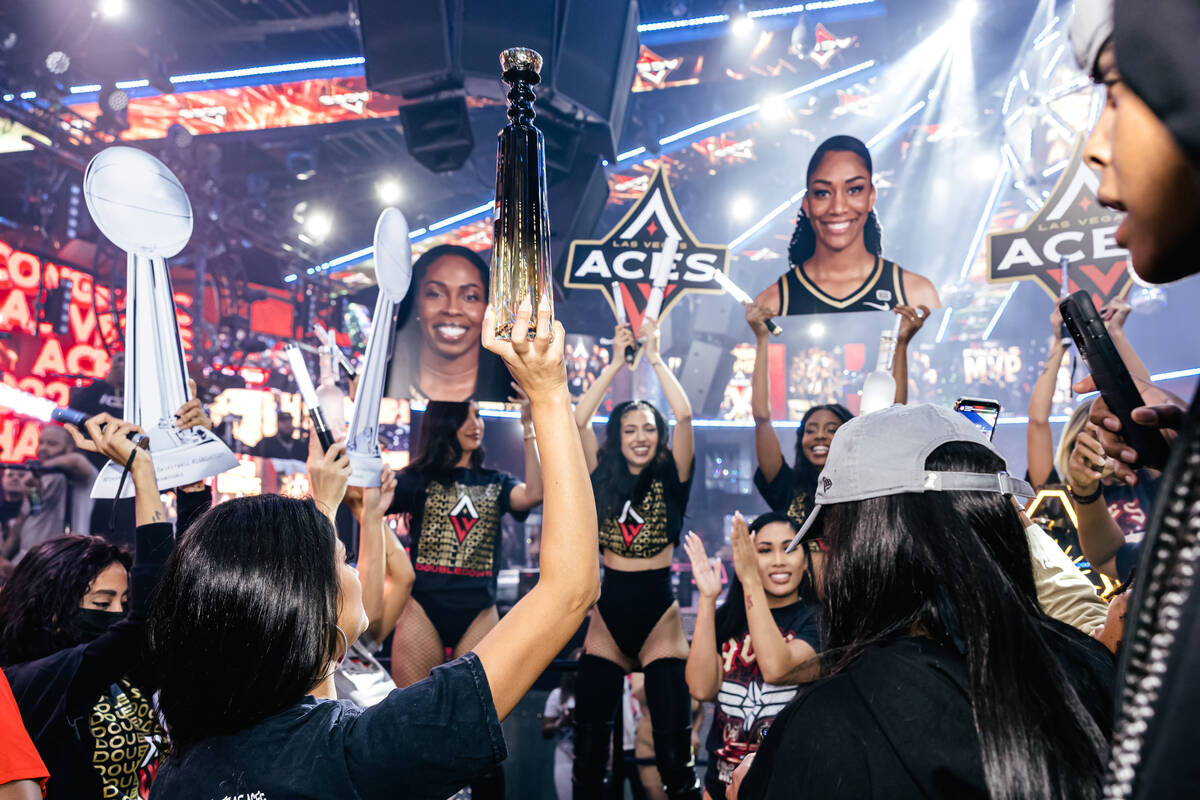 Members of the Las Vegas Aces party at Drai's Nightclub at The Cromwell after wining the WNBA c ...