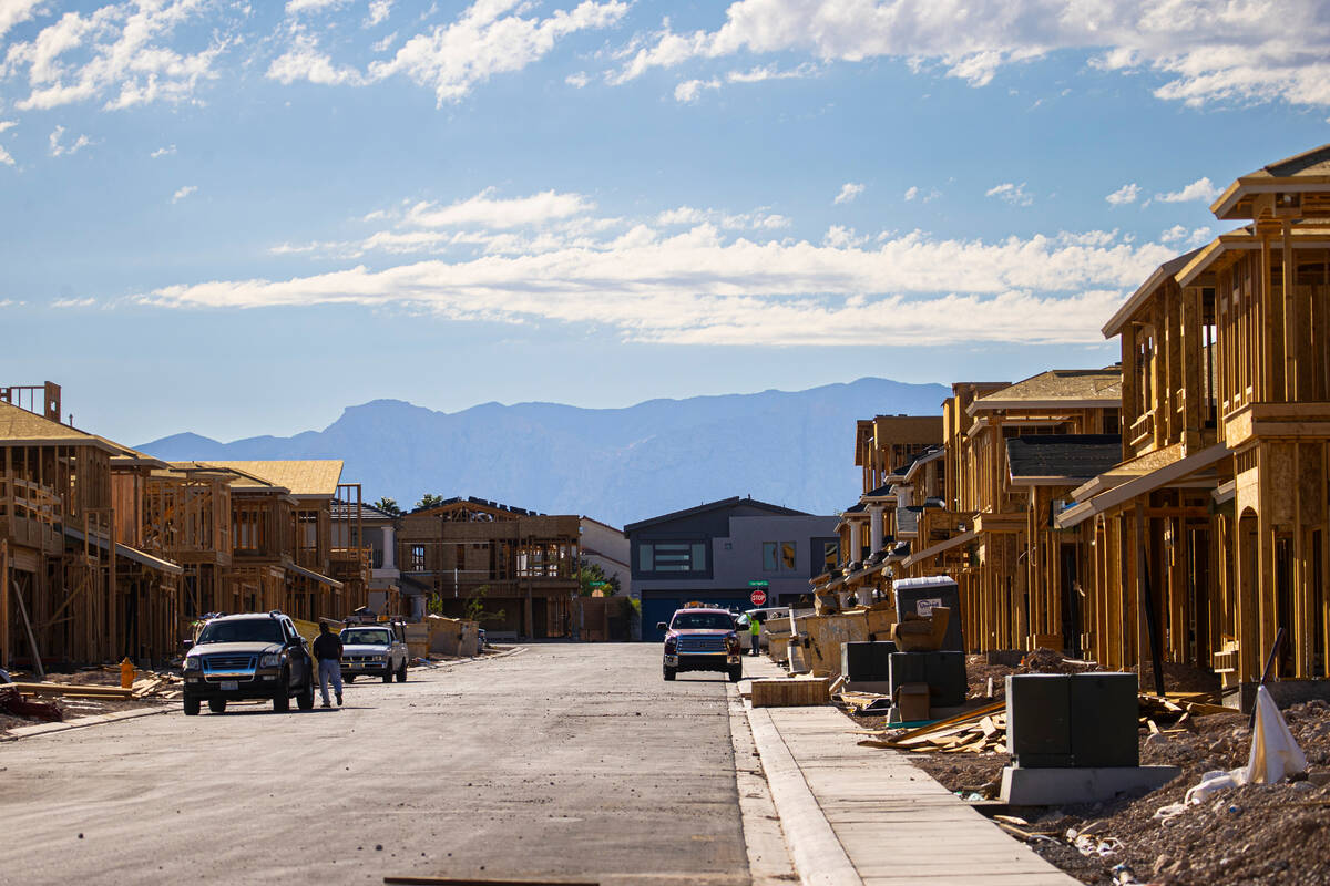 Homes are seen under construction near Wigwam Avenue and Rainbow Boulevard on Monday, Sept. 19, ...