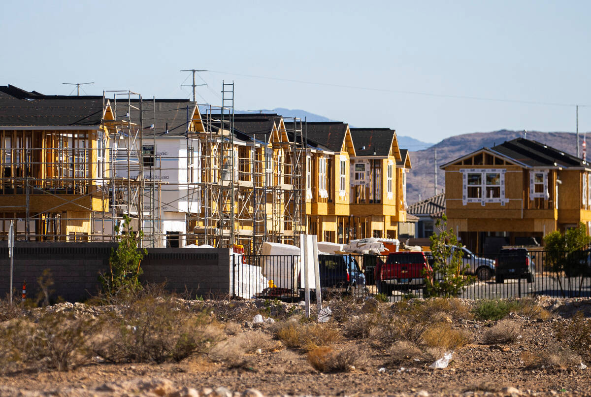 Homes are seen under construction near Wigwam Avenue and Rainbow Boulevard on Monday, Sept. 19, ...